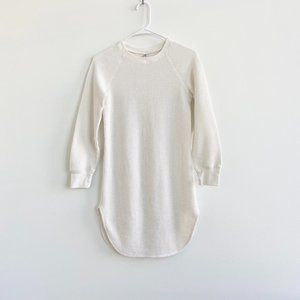 Uniqlo Waffle Crew Neck Long-Sleeve Dress. Cream, Off-white Color. Size XXS.